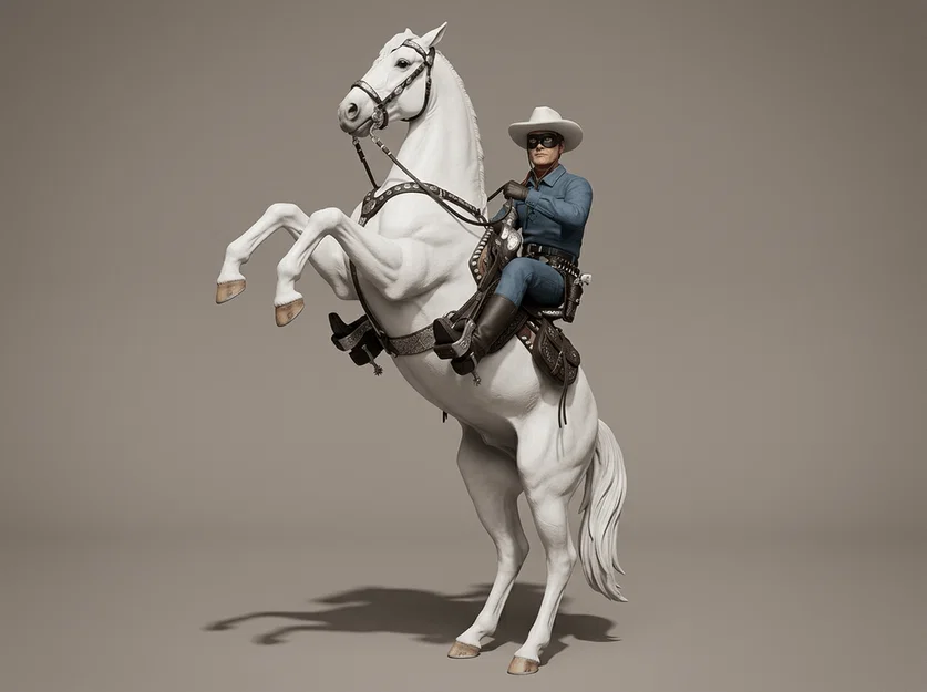 Mô hình 3D The Lone Ranger cưỡi ngựa Silver kinh điển - Image 1