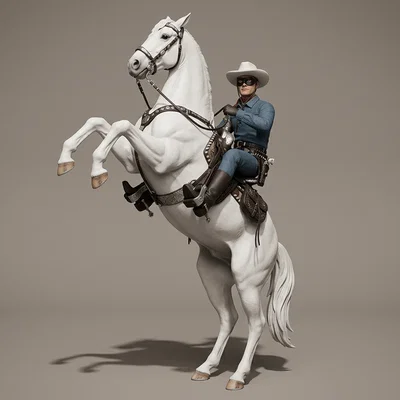 Mô hình 3D The Lone Ranger cưỡi ngựa Silver kinh điển