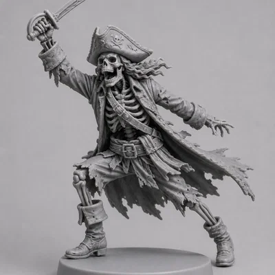 Mô hình 3D bộ xương cướp biển chiến đấu ấn tượng cho Tabletop RPG