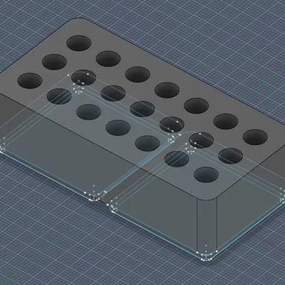 Khay Bit Gridfinity 1×2 — 21× Bit Lục Giác 1/4" | Có Nam Châm, Hợp Baseplate