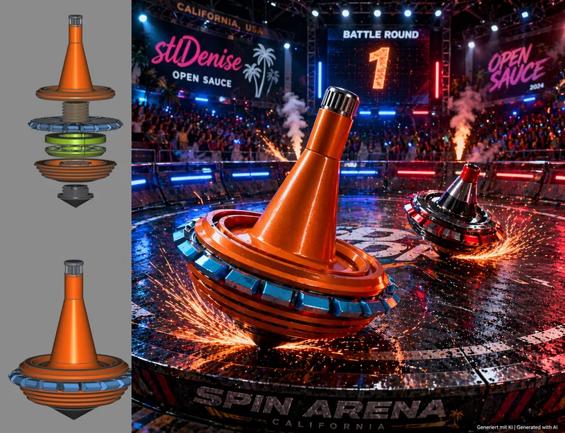 OpenSaucer – Battle Spinner modular – Mới: vòng phòng thủ gai siêu dài - Image 1