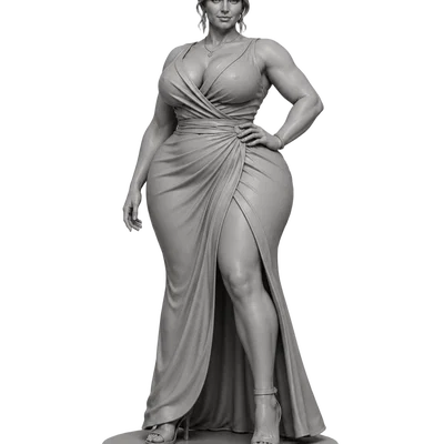 Tượng Dạ Hội Dáng Cong Thanh Lịch (Elegant Curvy Evening Statue)