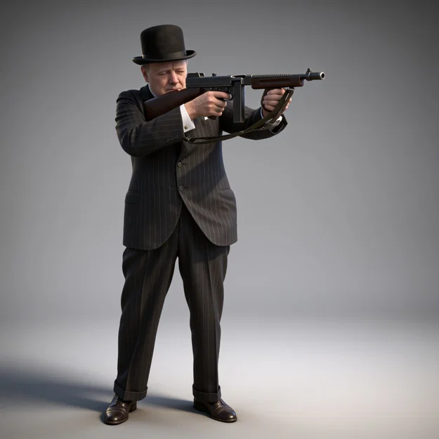 Mô hình 3D Winston Churchill cầm súng tiểu liên - Tỷ lệ 1:35 - Image 1