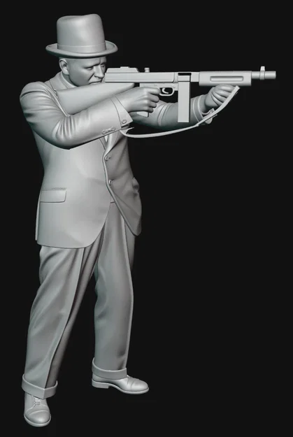 Mô hình 3D Winston Churchill cầm súng tiểu liên - Tỷ lệ 1:35 - Image 3