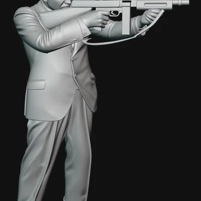 Mô hình 3D Winston Churchill cầm súng tiểu liên - Tỷ lệ 1:35