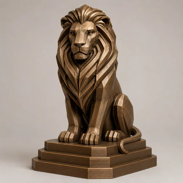 Mô hình tượng sư tử hình học (Geometric Lion) trang trí 3D ấn tượng - Image 1