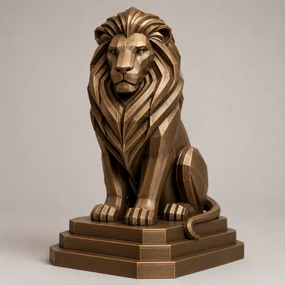 Mô hình tượng sư tử hình học (Geometric Lion) trang trí 3D ấn tượng
