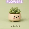 Mẫu in 3D chậu cây Happy Flower dễ thương với họa tiết trái tim - Thumbnail 1