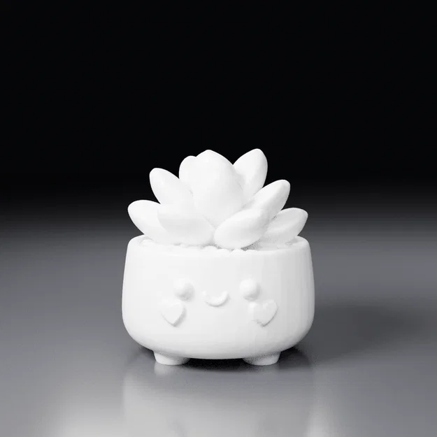 Mẫu in 3D chậu cây Happy Flower dễ thương với họa tiết trái tim - Image 2
