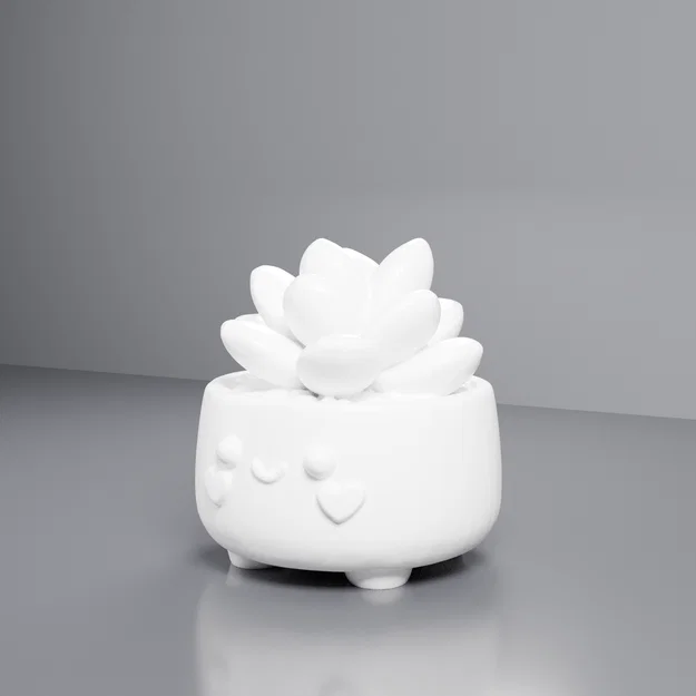 Mẫu in 3D chậu cây Happy Flower dễ thương với họa tiết trái tim - Image 5