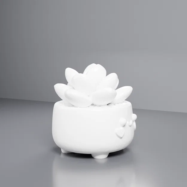 Mẫu in 3D chậu cây Happy Flower dễ thương với họa tiết trái tim - Image 6