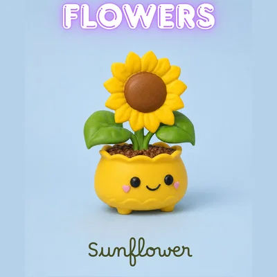 Mô hình chậu hoa hướng dương chibi trang trí bàn làm việc cực xinh