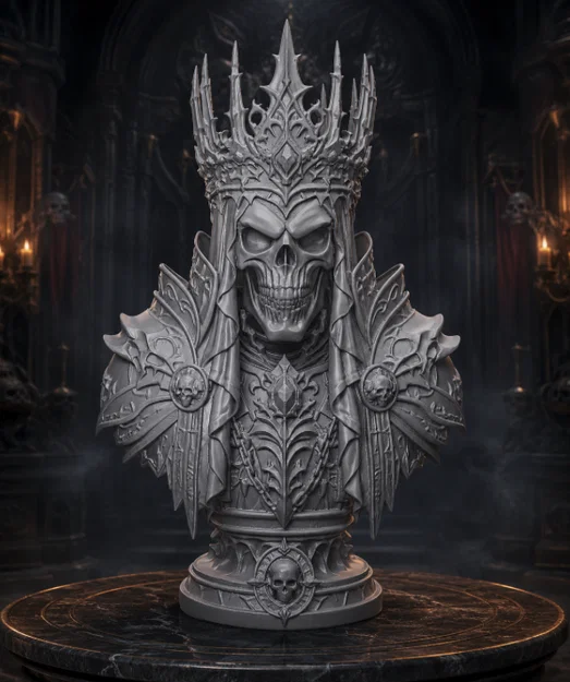 Skull King Bust – Mô hình 3D bán thân Vua Xương Sọ phong cách Dark Fantasy - Image 1