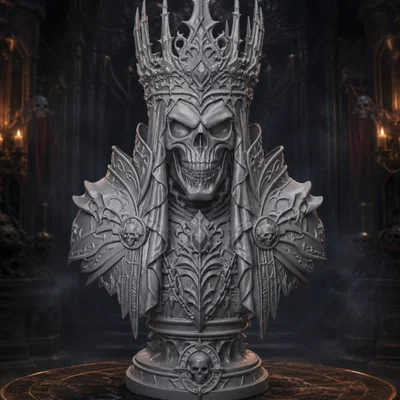 Skull King Bust – Mô hình 3D bán thân Vua Xương Sọ phong cách Dark Fantasy