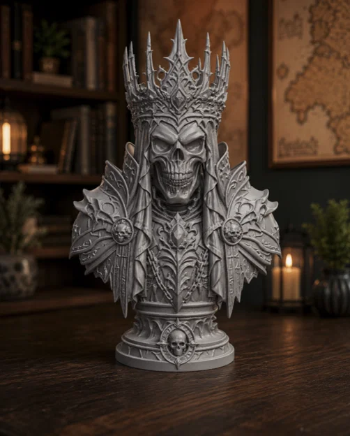 Skull King Bust – Mô hình 3D bán thân Vua Xương Sọ phong cách Dark Fantasy - Image 2