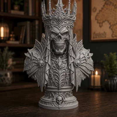 Skull King Bust – Mô hình 3D bán thân Vua Xương Sọ phong cách Dark Fantasy