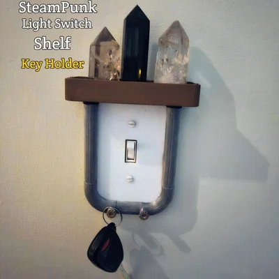 Kệ Để Đồ Kiêm Móc Chìa Khóa Phong Cách Steampunk Gắn Công Tắc Đèn