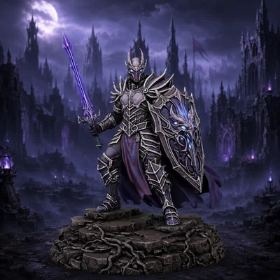 Bloodbound Realms – Dark Elf – Nightveil Aegis (Mô hình STL 3D Dark Fantasy)