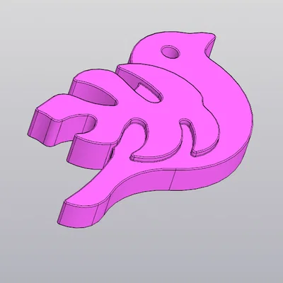 Móc khóa chim họa tiết lá Monstera 3D độc đáo