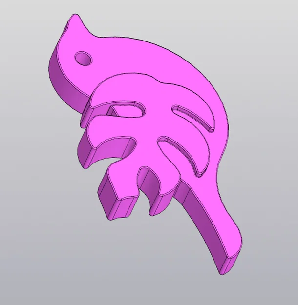 Móc khóa chim họa tiết lá Monstera 3D độc đáo - Image 4