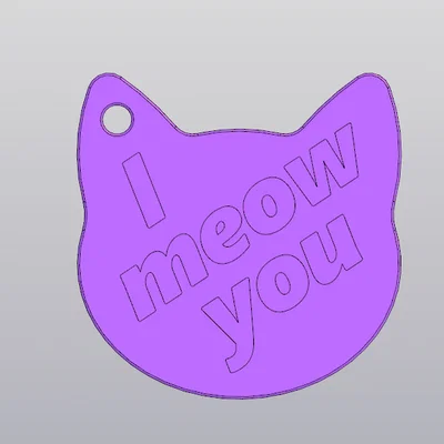 Móc khóa hình mặt mèo "I meow you" dễ thương cho người yêu thú cưng