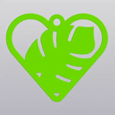 Móc khóa trái tim hình lá Monstera - Quà tặng Valentine độc đáo