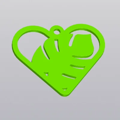 Móc khóa trái tim hình lá Monstera - Quà tặng Valentine độc đáo