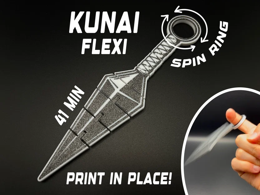 Kunai Flexi Fidget - Mẫu in liền khối (Print in Place) - Image 1