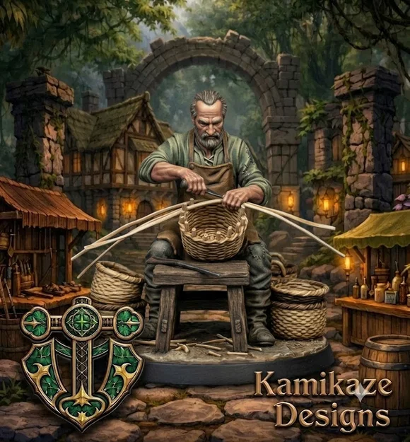 Mô hình 3D Người thợ đan giỏ làng quê - Village Basket Weaver cho RPG - Image 1