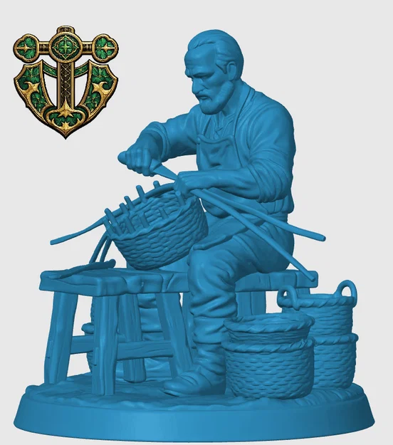Mô hình 3D Người thợ đan giỏ làng quê - Village Basket Weaver cho RPG - Image 3