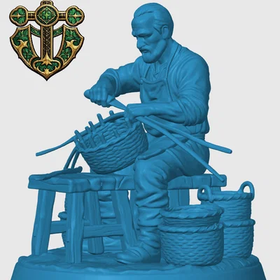 Mô hình 3D Người thợ đan giỏ làng quê - Village Basket Weaver cho RPG