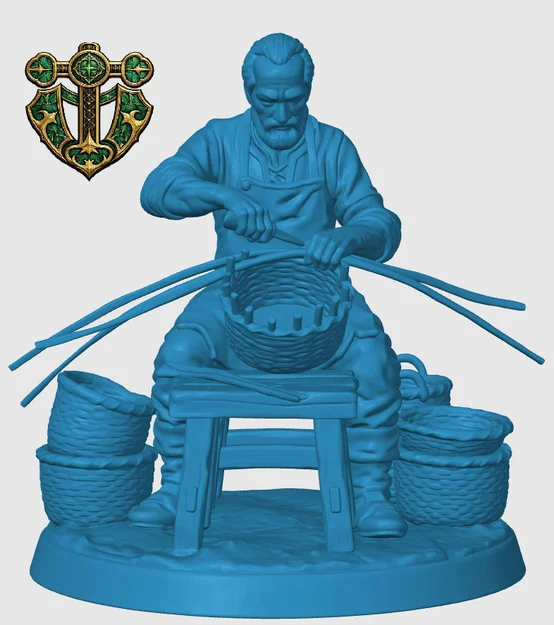 Mô hình 3D Người thợ đan giỏ làng quê - Village Basket Weaver cho RPG - Image 4