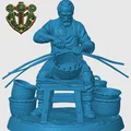 Mô hình 3D Người thợ đan giỏ làng quê - Village Basket Weaver cho RPG - Thumbnail 4