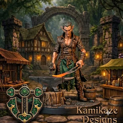 Mô hình Elven Blacksmith (Thợ rèn Tiên tộc) cho game D&D và Tabletop