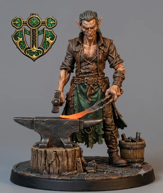 Mô hình Elven Blacksmith (Thợ rèn Tiên tộc) cho game D&D và Tabletop - Image 2