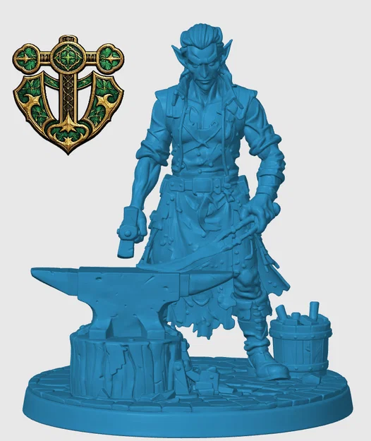 Mô hình Elven Blacksmith (Thợ rèn Tiên tộc) cho game D&D và Tabletop - Image 3