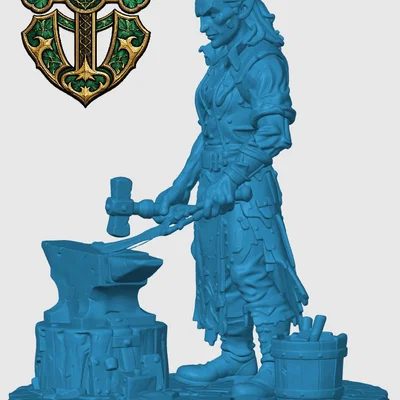 Mô hình Elven Blacksmith (Thợ rèn Tiên tộc) cho game D&D và Tabletop