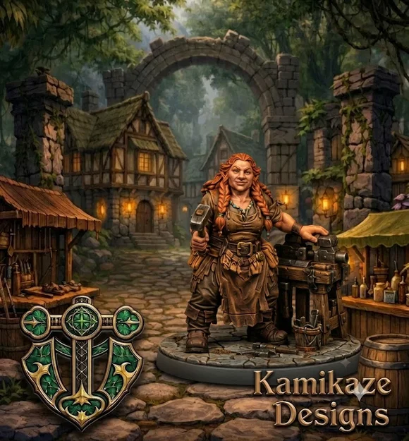 Mô hình Nữ thợ rèn người lùn (Dwarven Female Blacksmith) - Image 1