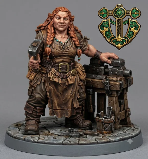 Mô hình Nữ thợ rèn người lùn (Dwarven Female Blacksmith) - Image 2
