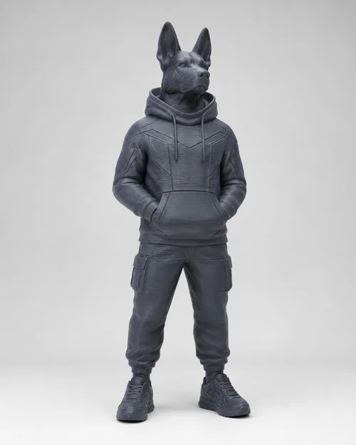Mô hình chú chó nhân hóa Techwear cá tính để bàn 3D - Image 1
