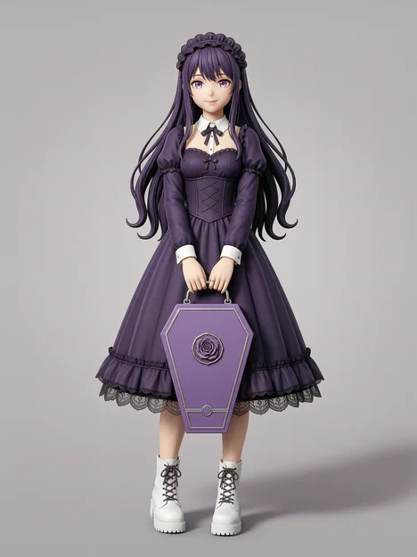 Mô hình Anime 3D: Cô gái cầm túi xách hình quan tài độc đáo - Image 1