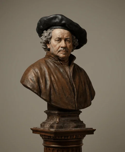 Mô hình in 3D tượng chân dung tự họa danh họa Rembrandt 1660 - Image 1