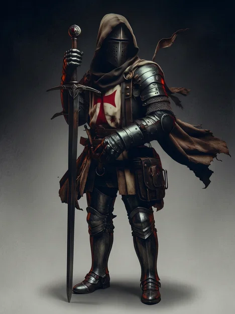 Mô hình 3D Knight of the Long Sword: Kỵ sĩ trung cổ chi tiết - Image 1