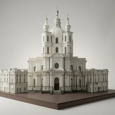 Mô hình 3D Nhà thờ Smolny - Kiến trúc Nga cổ điển tinh tế