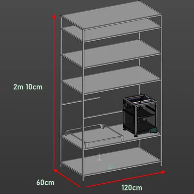 Kệ đa năng nhiều tầng cho workshop / hobby (2.1m) (Thiết kế trên КОМПАС 3D)