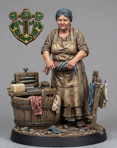Mô hình người phụ nữ giặt đồ (Village Washer Woman) cho game RPG - Image 2