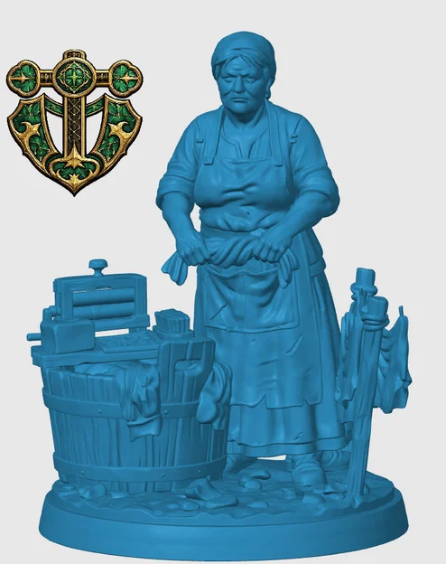 Mô hình người phụ nữ giặt đồ (Village Washer Woman) cho game RPG - Image 4