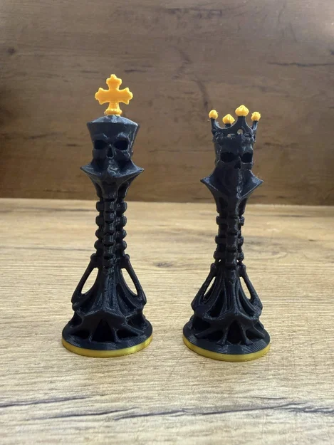 Bộ Cờ Vua Đầu Lâu Gothic – File 3MF Đa Màu & STL Đơn Sắc - Image 5