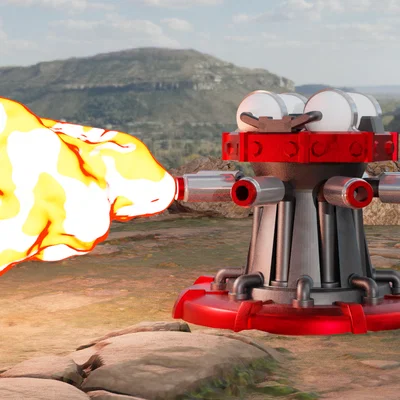 Mô hình tháp phun lửa Flame Ball Shooter trong Red Alert
