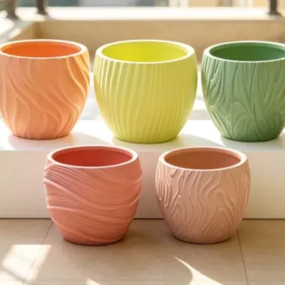 Chậu cây cảnh in 3D họa tiết vân gỗ tinh tế trang trí nhà cửa